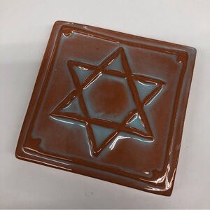 Handmade Ceramic Tile: Sky Blue Star of David